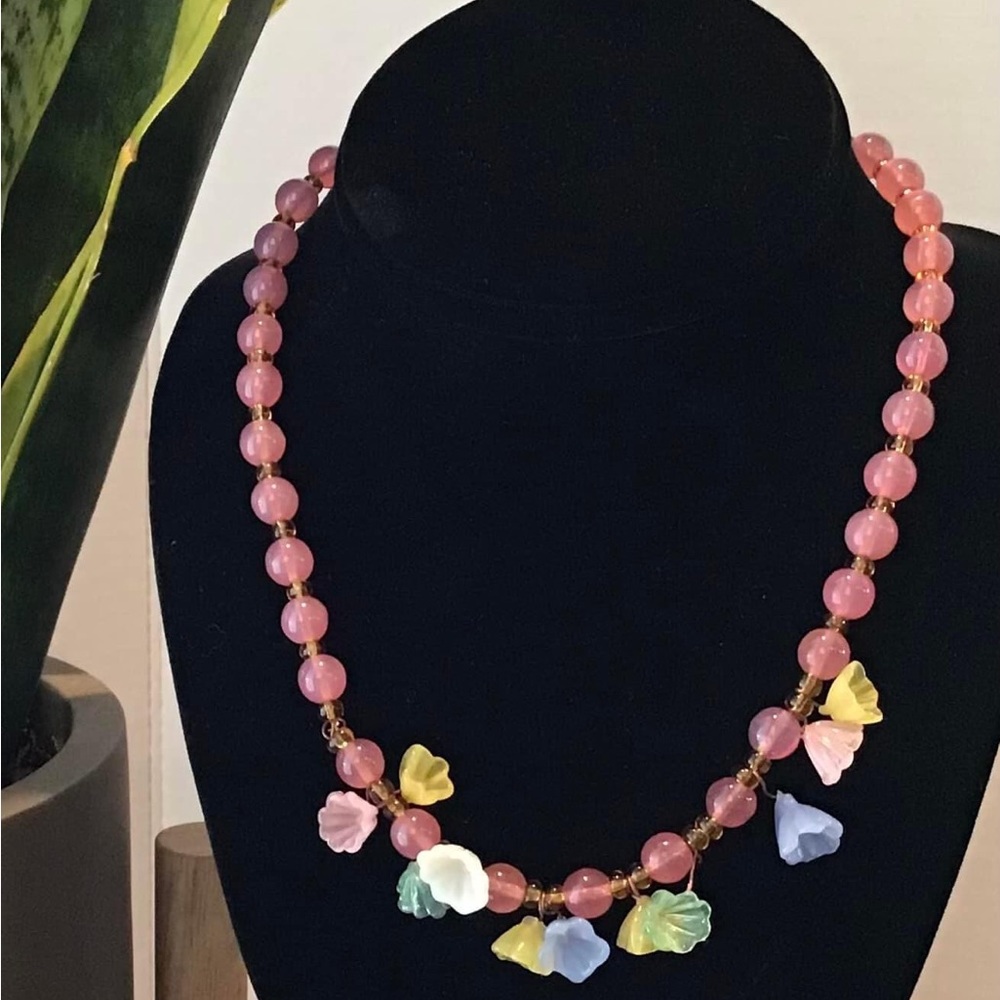 Antique Murano Venetian Necklace w/ Glass Flowers and Beads
